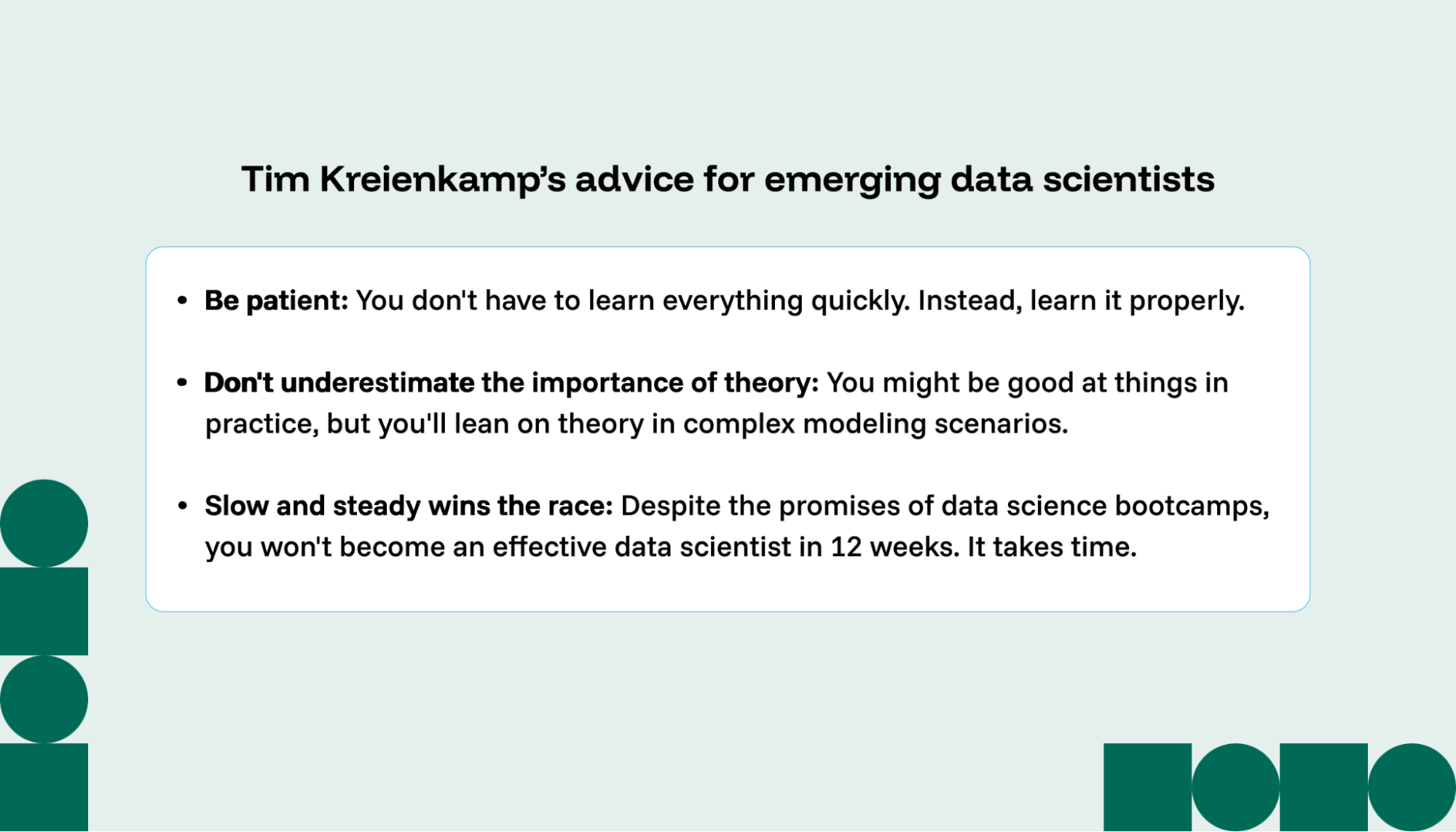 Tim’s tips for a data science career
